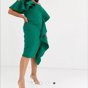 New Elegant Green (Emerald) Dress, ASOS size 14 plus, one shoulder…